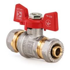 Kulový kohout se svěrným šroubením, motýl, červený, KR.353 Ø16×Ø16 | KR.353 Ø16×Ø16 Procraft