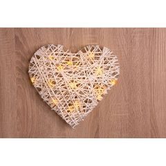 Světlo MagicHome Rattan Metal Heart, 15xLED, 30x6cm, 3xAA