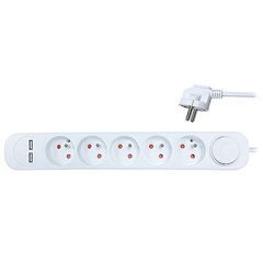 Prodlužovací přívod vnitřní 5z s USB nabíječkou, 3m