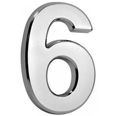 Domovní číslo "6" MagicHome, s lepící páskou, stříbrné, 70x100 mm, ABS