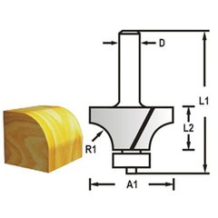 Makita D-48371 - Zaoblovací fréza s ložiskem stopka 8 mm,22,2x12,7x55 mm R=4,8mm