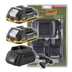 Sada baterie 20V 2Ah (2 ks) + 1 nabíječka Procraft PBC-Set 1 | PBC-Set 1 Procraft