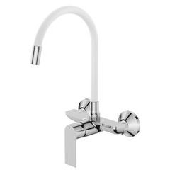 Dřezová baterie nastěnná s flexi výtokem MIXXUS PREMIUM ALEX 005 REFL.WHITE, bílá | ALEX 005 REFL.WHITE Procraft