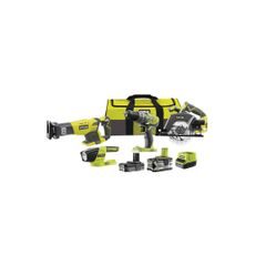 RYOBI R18CK4-252S aku 18 V set (R18DD3 + R18T-0 + RRS1801M + R18CSP + 1 x 5,0 Ah + 1 x 2 Ah baterie + nabíječka)
