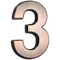Domovní číslo "3" MagicHome, s lepící páskou, bronzové, 70x100 mm, ABS