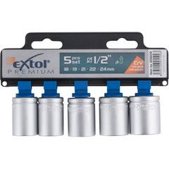 EXTOL PREMIUM hlavice nástrčné, sada 5ks, 1/2", CrV, 65603