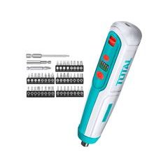 Total Šroubovák AKU mini, 4V, USB nabíjení, se sadou bitů, TSDLI04062