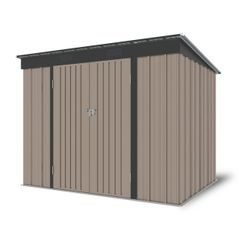Riwall PRO RMSP 6x8 Brown zahradní domek kovový 2,4 x 1,8 m s pultovou střechou hnědý