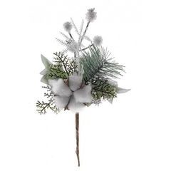 Větvička MagicHome s bavlnou, bílá, 25cm