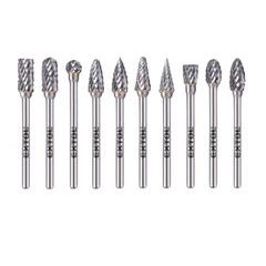 EXTOL INDUSTRIAL frézy karbidové, sada 10ks, ⌀6x13mm, ⌀stopky 3mm, sek střední (double-cut), 8703810