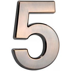 Domovní číslo "5" MagicHome, s lepící páskou, bronzové, 70x100 mm, ABS