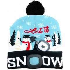 Čepice LED s bambulí, 4xSMD LED, USB, modrá, uni