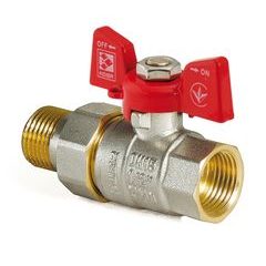Kulový kohout se šroubením, přímý, motýl, červený, KR.227 1"FM | KR.227 1"FM Procraft
