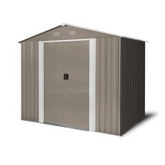 Riwall PRO RMSA 6x8 Brown zahradní domek kovový 2,4 x 1,7 m se sedlovou střechou hnědý