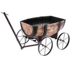 Květináč Woodeff whiskey barel wagon, 41,5x29x19cm