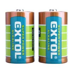 EXTOL ENERGY baterie alkalické, 2ks, 1,5V D (LR20), 42015