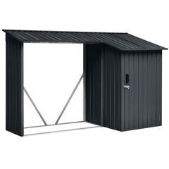 Riwall PRO RMWS 3x9 Anthracite přístřešek na dřevo s kůlnou 2,7 x 1,6 m s pultovou střechou antracit