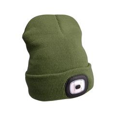EXTOL LIGHT čepice s čelovkou 4x45lm, USB nabíjení, tmavě zelená, univerzální velikost, 73% acryl a 27% polyester, 43192
