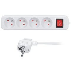 Prodlužovací přívod vnitřní 4z s vypínačem, 1,5m, bílá
