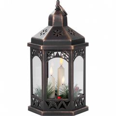 Lucerna MagicHome Morocco černá, LED, 3xAAA, časovač, 18x15x32cm /SL8091472X/