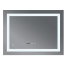 Koupelnové zrcadlo s LED osvětlením, protizamlžovací funkcí, regulací jasu a hodinkami, MR02-100×80 | MR02-100×80 WARM Procraft