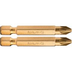 FORTUM hrot křížový pozidriv, sada 2ks, PZ 2x50mm,titan. úprava, S2, 4741382