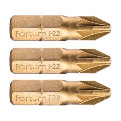 FORTUM hrot křížový pozidriv, sada 3ks, PZ 2x25mm,titan. úprava, S2, 4741372