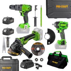 Procraft aku bezuhlíková sada nářadí 20V 5dílů s baterií a nabíječkou | AKUSET1 Procraft