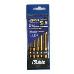 Vrták do skla a keramiku 4 břitě, sada 5 ks, 4/5/6/8/10 mm, TiN, YG6X | 07-01-2005 Kubis