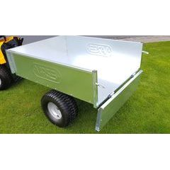 Vozík TR 220S – POZINK, prachotěsné náboje kol, profi lovaný nosník korby tl. 3 mm - Vozík VARES pro zahradní traktory