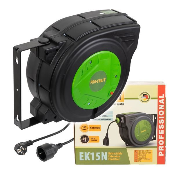 SAMONAVÍJECÍ PRODLUŽOVACÍ KABEL, BUBEN PROCRAFT EK15N | EK15N PROCRAFT - PRODLUŽOVACÍ KABELY{% if zbozi.kategorie.adresa_nazvy[0] != zbozi.kategorie.nazev %} - PŘÍSLUŠENSTVÍ{% endif %}