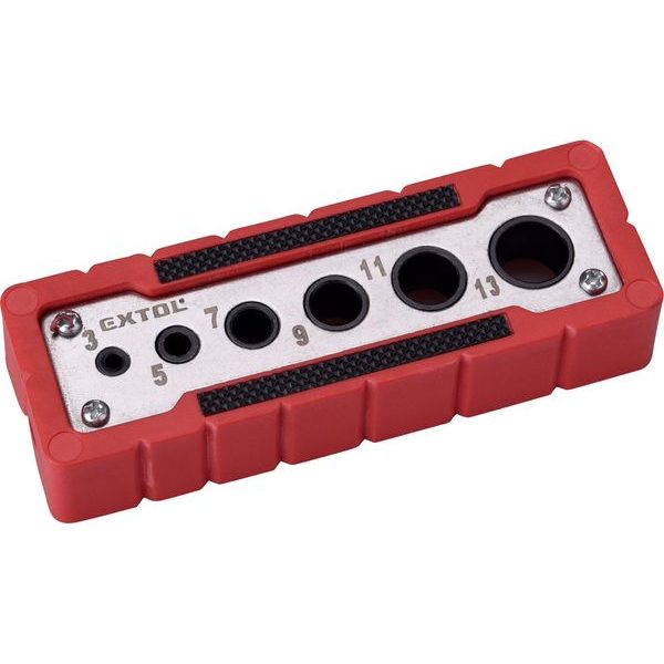 EXTOL PREMIUM VRTACÍ VODÍCÍ ŠABLONA, O 3-5-7-9-11-13MM, 8801921 - VRTÁKY, KORUNKY{% if zbozi.kategorie.adresa_nazvy[0] != zbozi.kategorie.nazev %} - PŘÍSLUŠENSTVÍ{% endif %}