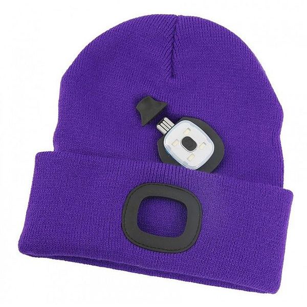 ČEPICE LED, 4X SMD LED, USB NABÍJENÍ, FIALOVÁ, UNI - ČEPICE, KŠILTOVKY, PONOŽKY A JINÉ{% if zbozi.kategorie.adresa_nazvy[0] != zbozi.kategorie.nazev %} - PŘÍSLUŠENSTVÍ{% endif %}