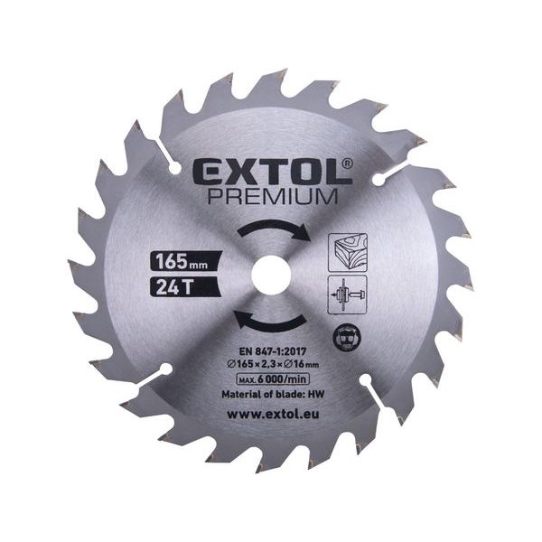 EXTOL PREMIUM KOTOUČ PILOVÝ S SK PLÁTKY, 165×2,3×16MM, 24T, 8891822A - PŘÍSLUŠENSTVÍ PRO EXTOL{% if zbozi.kategorie.adresa_nazvy[0] != zbozi.kategorie.nazev %} - NÁHRADNÍ DÍLY{% endif %}