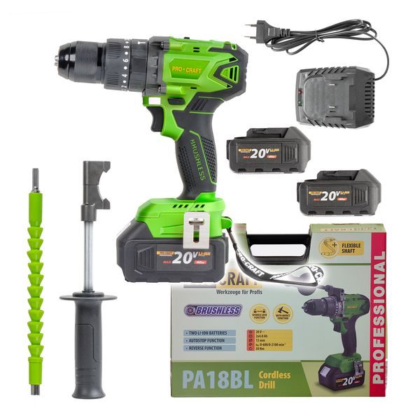 AKU VRTACÍ ŠROUBOVÁK PROCRAFT PA18BL | PA18BL PROCRAFT - AKU ŠROUBOVÁK 18V - 20V{% if zbozi.kategorie.adresa_nazvy[0] != zbozi.kategorie.nazev %} - AKU NÁŘADÍ{% endif %}