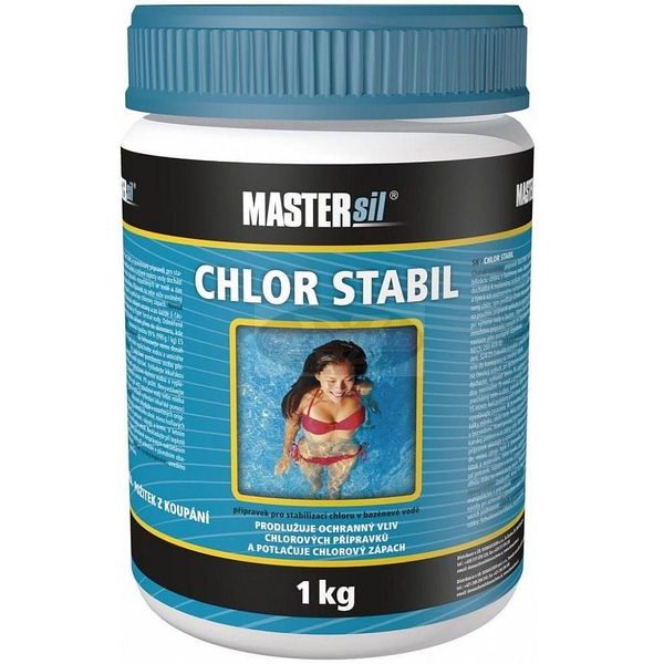 CHLOR STABIL MASTERSIL DÓZA 1KG - BAZÉNOVÉ PŘÍSLUŠENSTVÍ A CHEMIE{% if zbozi.kategorie.adresa_nazvy[0] != zbozi.kategorie.nazev %} - ZAHRADA{% endif %}