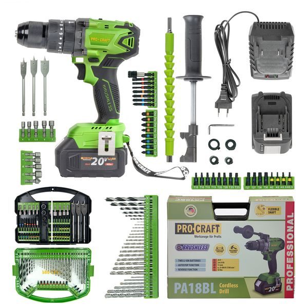 AKU VRTACÍ ŠROUBOVÁK S PŘÍKLEPEM PROCRAFT SPA18BL BRUSHLESS SE SADOU BITŮ DBS-101 | SPA18BL/DBS101 PROCRAFT - PŘÍKLEPOVÝ ŠROUBOVÁK 18V - 20V{% if zbozi.kategorie.adresa_nazvy[0] != zbozi.kategorie.nazev %} - AKU NÁŘADÍ{% endif %}