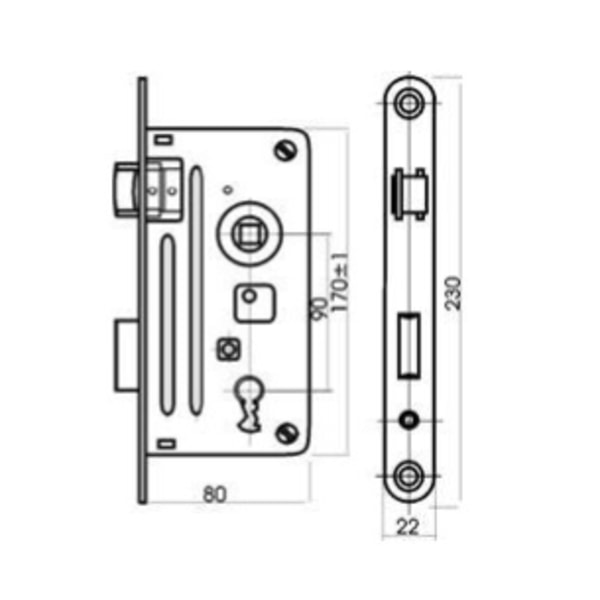 ZÁMEK ZADLABACÍ KL/80/90 50MM P-L ZN S OTVOREM - ZÁMKY{% if zbozi.kategorie.adresa_nazvy[0] != zbozi.kategorie.nazev %} - DÍLNA A GARÁŽ{% endif %}