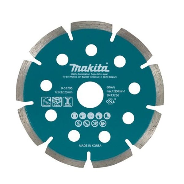 MAKITA B-53796 - KOTOUČ ŘEZNÝ DIAMANTOVÝ 125X22.23MM PRO AKU ÚHLOVÉ BRUSKY - DIA KOTOUČ 125 MM{% if zbozi.kategorie.adresa_nazvy[0] != zbozi.kategorie.nazev %} - PŘÍSLUŠENSTVÍ{% endif %}