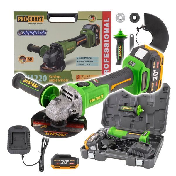 AKU BRUSKA PROCRAFT PWА220 | PWA220 PROCRAFT - AKU UHLOVÉ BRUSKY{% if zbozi.kategorie.adresa_nazvy[0] != zbozi.kategorie.nazev %} - AKU NÁŘADÍ{% endif %}