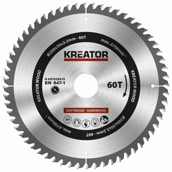 KREATOR KRT020419 PILOVÝ KOTOUČ NA DŘEVO 200MM, 60T - PRŮMĚR 190, 200, 210 A 216{% if zbozi.kategorie.adresa_nazvy[0] != zbozi.kategorie.nazev %} - PŘÍSLUŠENSTVÍ{% endif %}