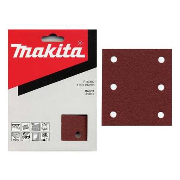 MAKITA P-33146 - PAPÍR BRUSNÝ 102X114MM 6 DĚR K180, 10KS - BRUSNÝ PAPÍR - VIBRAČNÍ BRUSKY{% if zbozi.kategorie.adresa_nazvy[0] != zbozi.kategorie.nazev %} - PŘÍSLUŠENSTVÍ{% endif %}