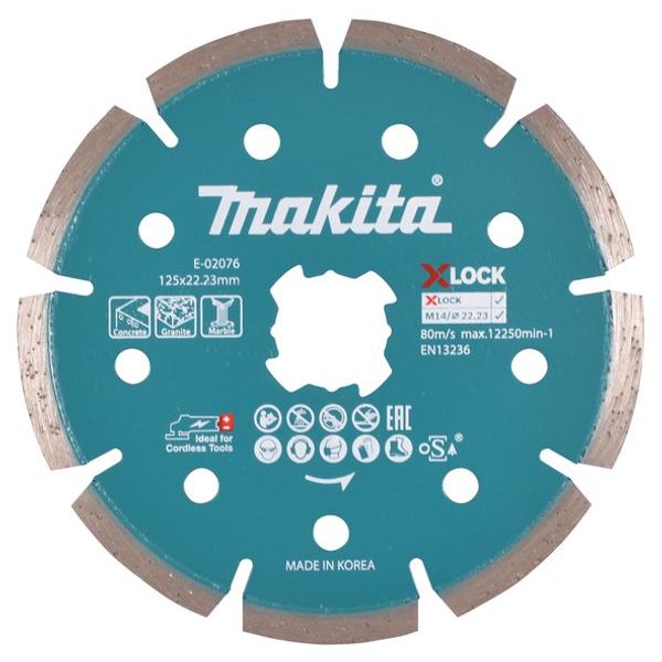 MAKITA E-02076 - KOTOUČ ŘEZNÝ DIAMANTOVÝ X-LOCK 125X1.6X22.23MM - PRO BRUSKY S UPÍNANÍM X-LOCK{% if zbozi.kategorie.adresa_nazvy[0] != zbozi.kategorie.nazev %} - PŘÍSLUŠENSTVÍ{% endif %}