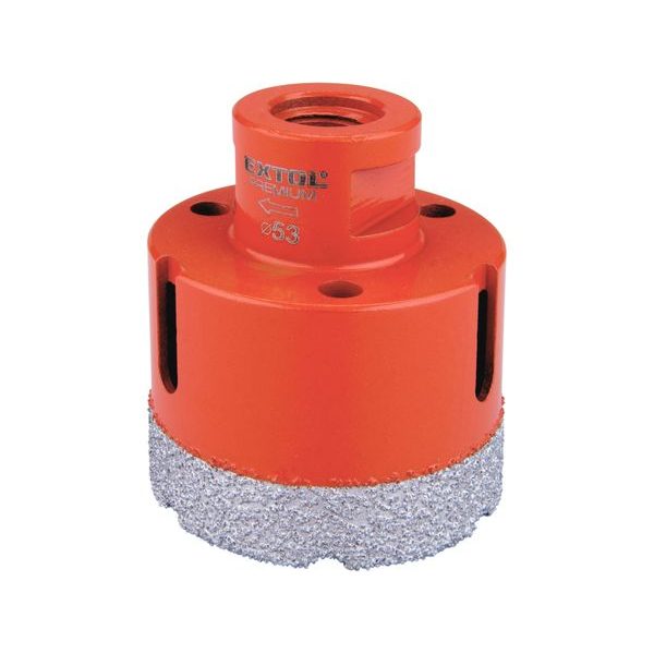 EXTOL PREMIUM KORUNKA VYKRUŽOVACÍ DIAMANTOVÁ, O 53MM, ZÁVIT M14, 8801873 - KORUNKY DIAMANTOVÉ ZÁVIT M14, NA SKLO A KERAMIKU{% if zbozi.kategorie.adresa_nazvy[0] != zbozi.kategorie.nazev %} - PŘÍSLUŠENSTVÍ{% endif %}