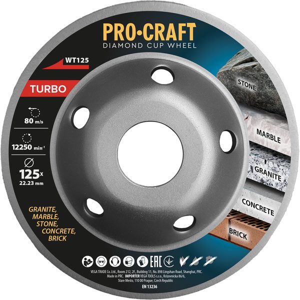 DIAMANTOVÁ BRUSNÁ ČÍŠKA PROCRAFT WT125 TURBO | WT125 PROCRAFT - DIAMATOVÉ KOTOUČE - BRUSNÉ{% if zbozi.kategorie.adresa_nazvy[0] != zbozi.kategorie.nazev %} - PŘÍSLUŠENSTVÍ{% endif %}