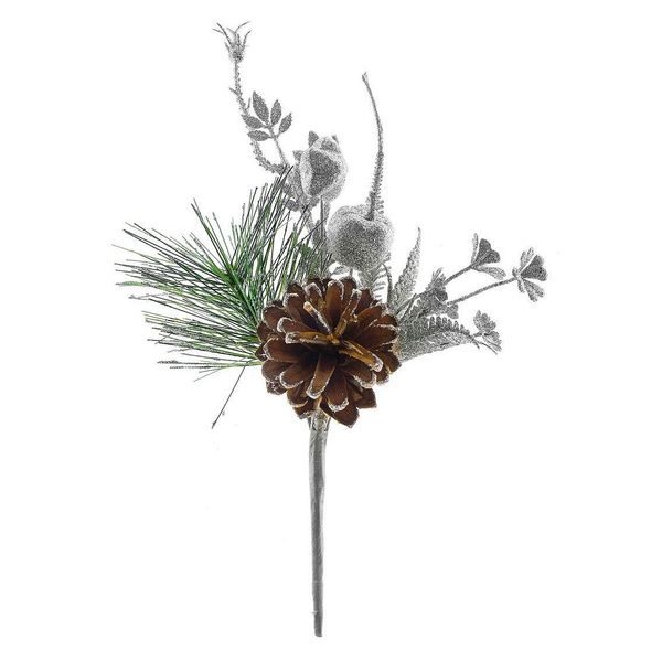 VĚTVIČKA MAGICHOME S ŠIŠKOU, STŘÍBRNÁ, 25CM /6 KS V BALENÍ/ - VÁNOČNÍ DEKORACE{% if zbozi.kategorie.adresa_nazvy[0] != zbozi.kategorie.nazev %} - DŮM A DOMÁCNOST, ELEKTRO..{% endif %}