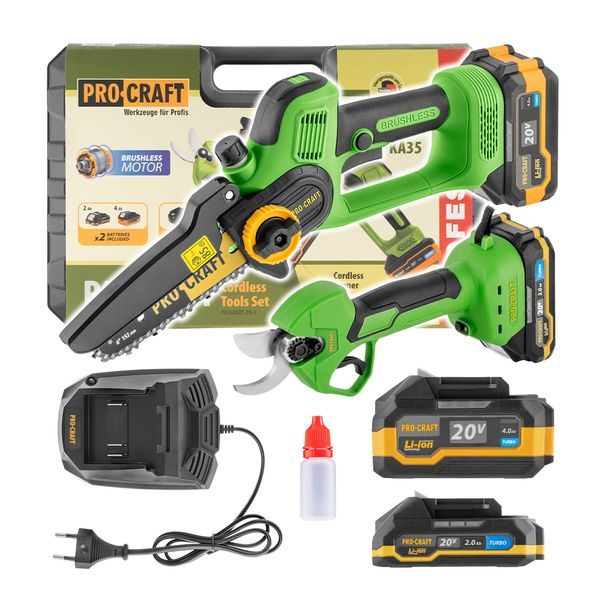 SADA AKU RUČNÍ PILKA PKA35LI A NŮŽKY NA VĚTVE ES25LI PROCRAFT PA168SET | PA168SET PROCRAFT - PROŘEZÁVACÍ PILY{% if zbozi.kategorie.adresa_nazvy[0] != zbozi.kategorie.nazev %} - ZAHRADA{% endif %}
