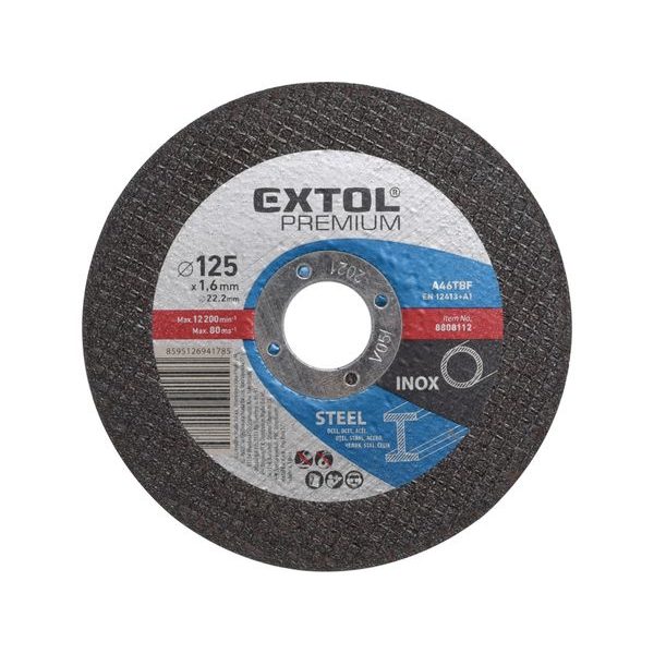 EXTOL PREMIUM KOTOUČ ŘEZNÝ NA OCEL/NEREZ, O 125X1,6X22,2MM, 8808112 - ŘEZNÝ KOTOUČ 125 MM{% if zbozi.kategorie.adresa_nazvy[0] != zbozi.kategorie.nazev %} - PŘÍSLUŠENSTVÍ{% endif %}