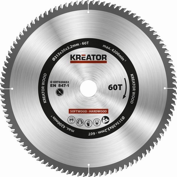 KREATOR KRT020432 PILOVÝ KOTOUČ NA DŘEVO 315MM, 60T - PRŮMĚR 255 - 270, 300 - 355{% if zbozi.kategorie.adresa_nazvy[0] != zbozi.kategorie.nazev %} - PŘÍSLUŠENSTVÍ{% endif %}