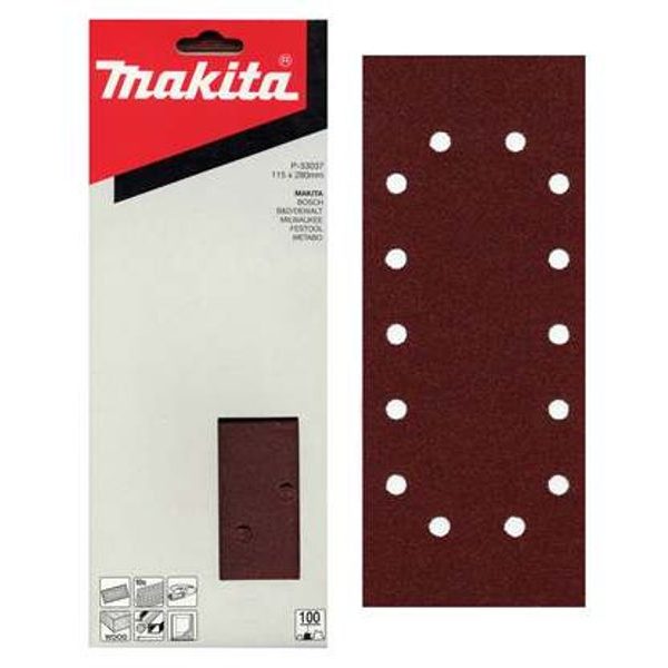 MAKITA P-33071 - PAPÍR BRUSNÝ 115X280MM 14 DĚR K240, 10KS = OLD P-02163 - BRUSNÝ PAPÍR - VIBRAČNÍ BRUSKY{% if zbozi.kategorie.adresa_nazvy[0] != zbozi.kategorie.nazev %} - PŘÍSLUŠENSTVÍ{% endif %}